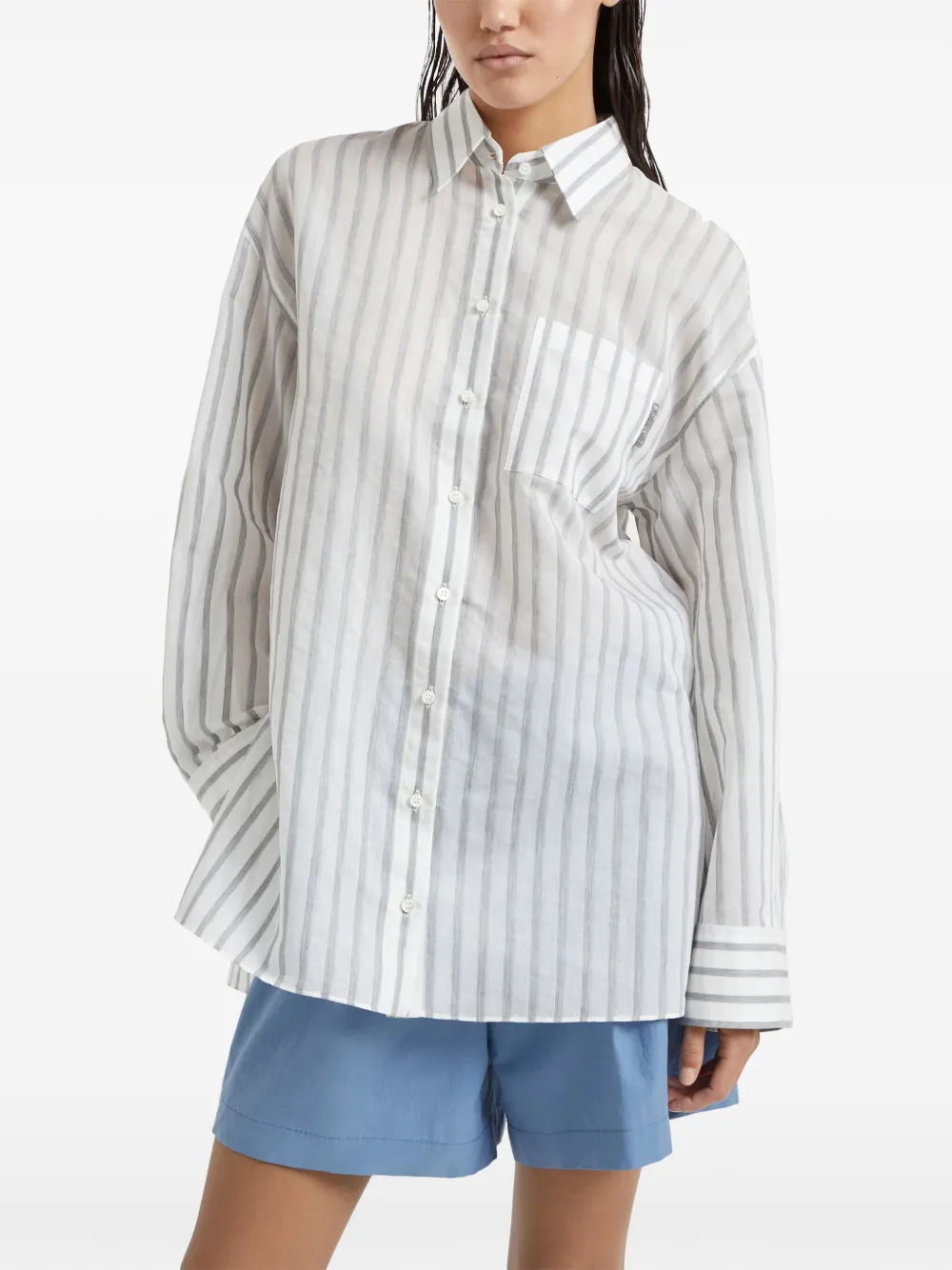 Brunello Cucinelli Gestreept shirt Wit
