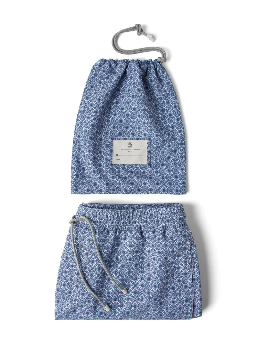 Brunello Cucinelli Zwembroek met grafische print Blauw