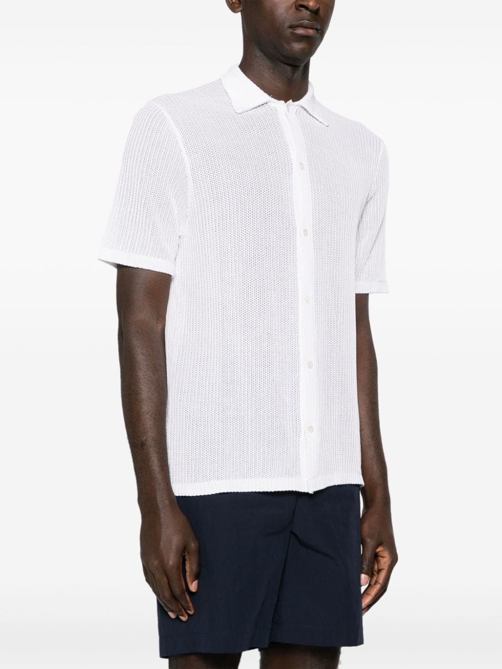Shop Ballantyne Open-knit Linen Shirt In White