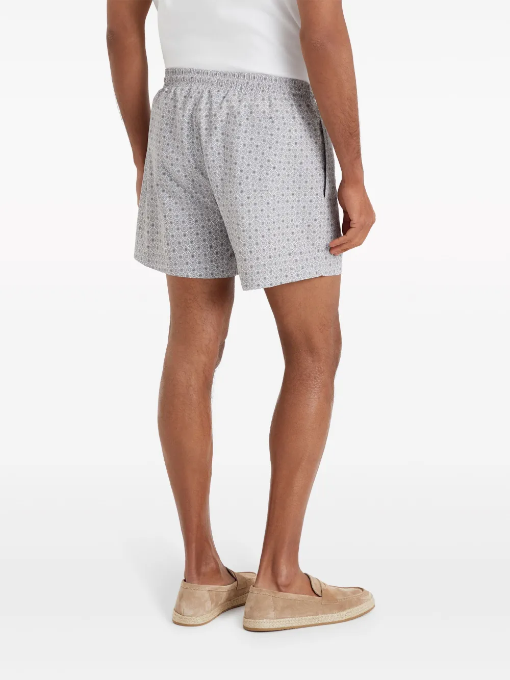 Shop Brunello Cucinelli Graphic-print Swim Shorts In Grey