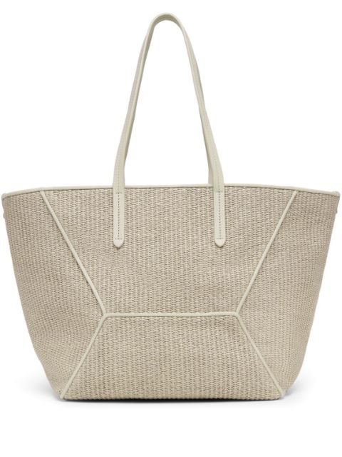 Brunello Cucinelli Monili-embellished raffia tote bag