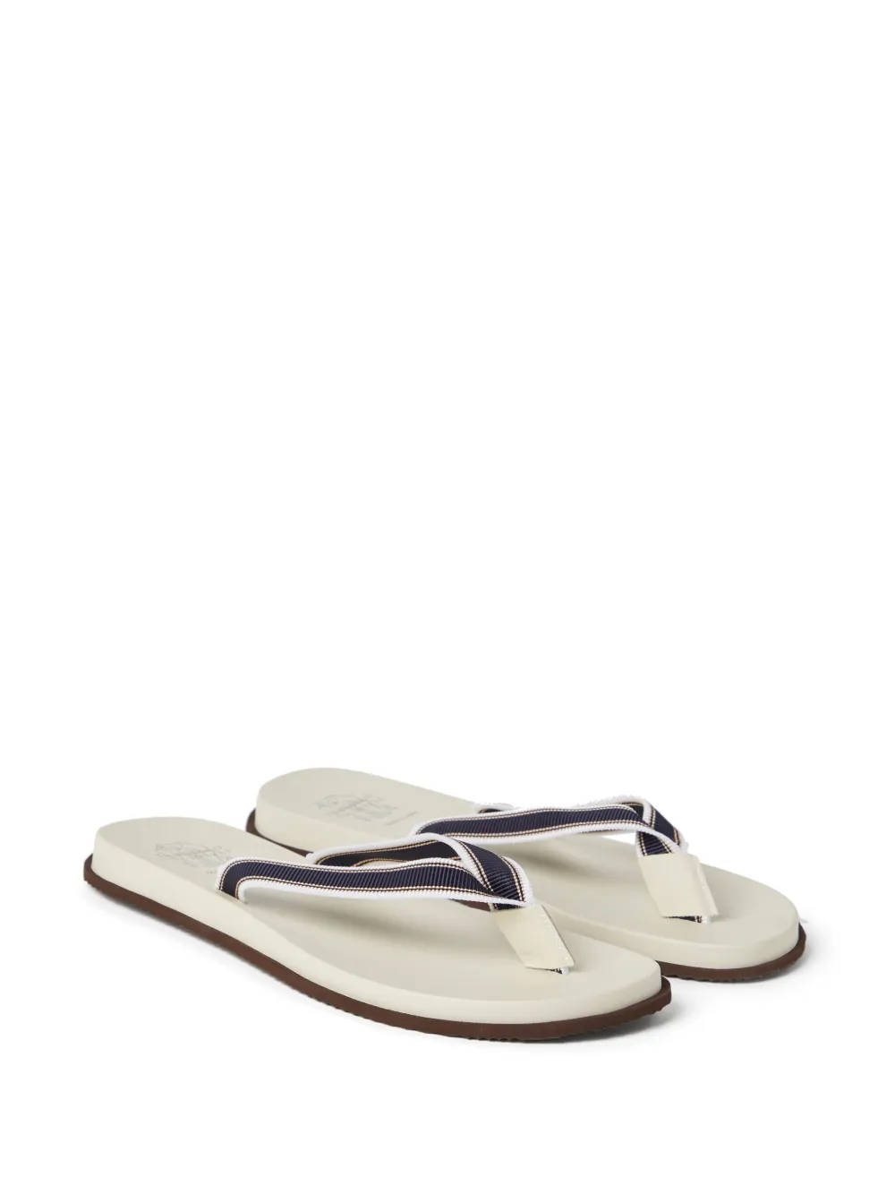 Image 2 of Brunello Cucinelli striped leather flip flops