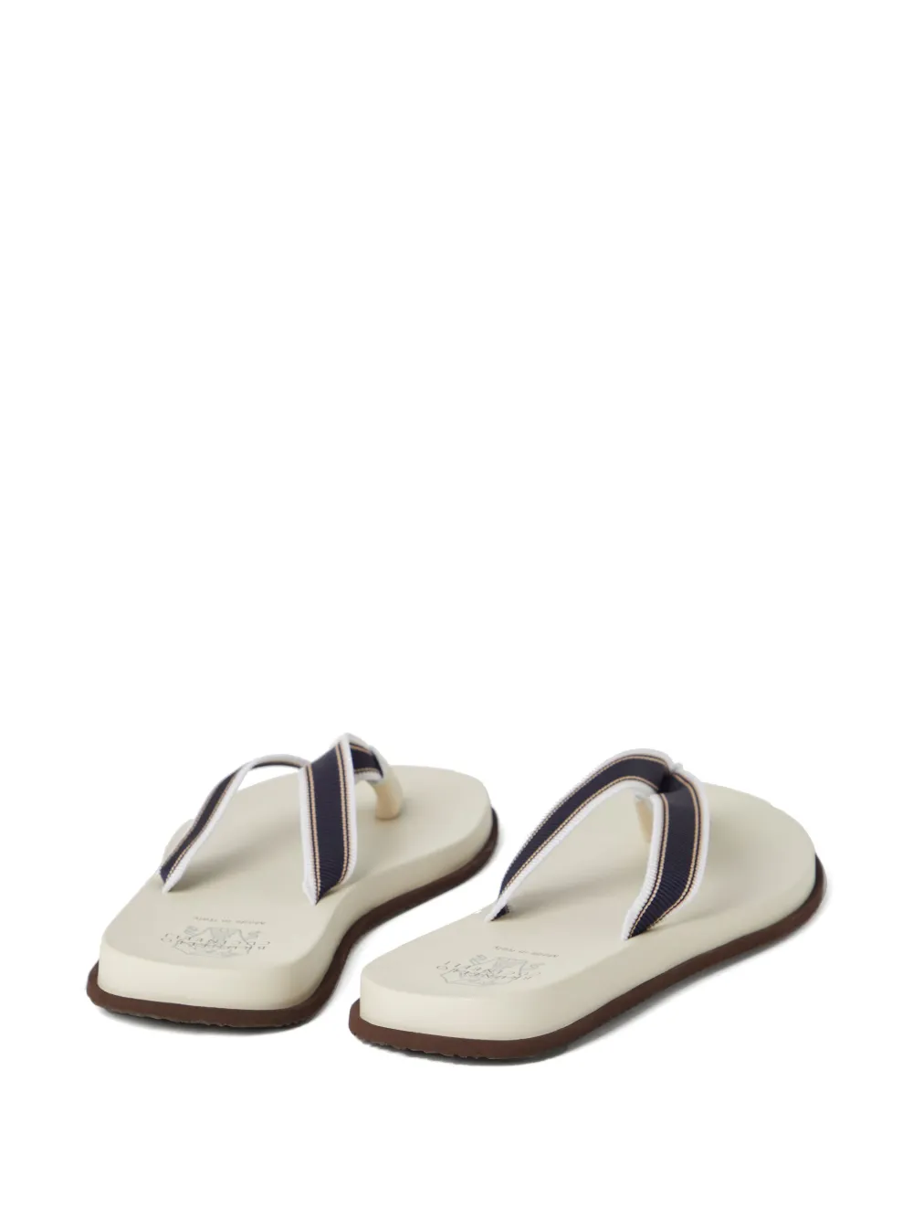 Brunello Cucinelli striped leather flip flops Blue