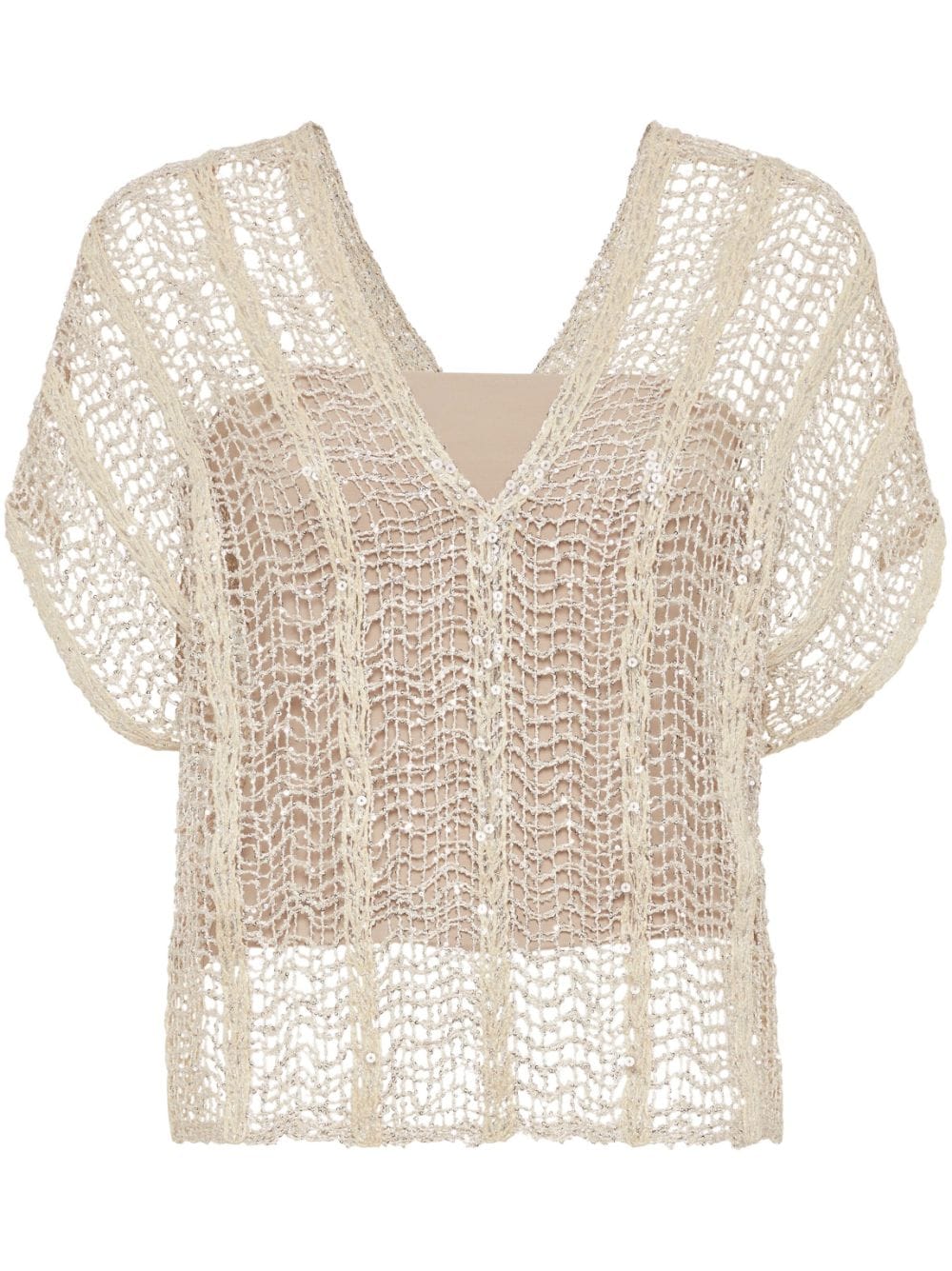 sequinned open-knit jumper