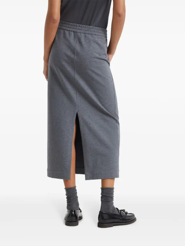 Brunello Cucinelli elasticated-waistband Midi Skirt | Grey