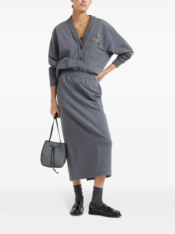 Brunello Cucinelli elasticated-waistband Midi Skirt | Grey