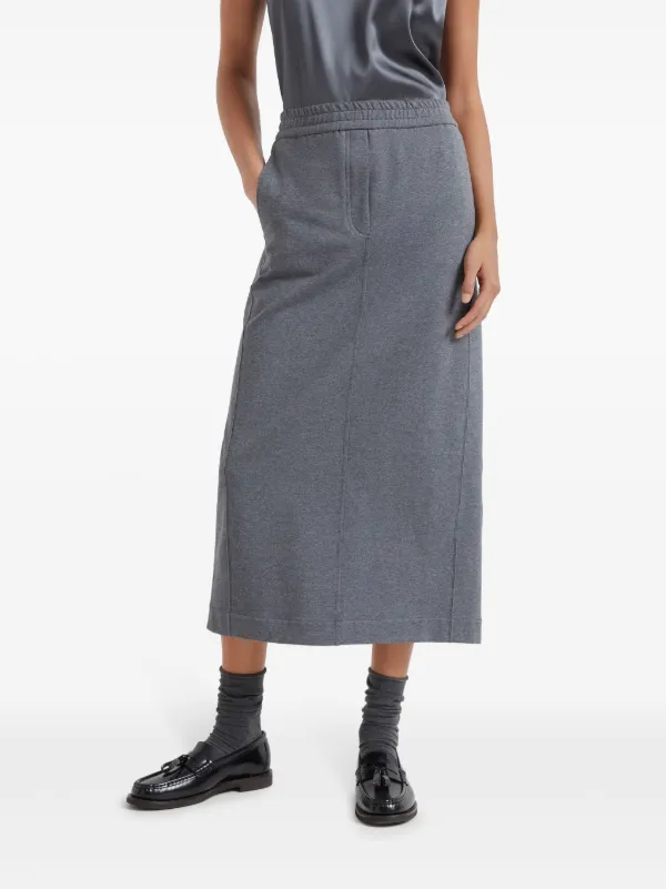 スカート BRUNELLO CUCINELLI Woman Skirt Grey MSH201389P CBN25 Brunello Cucinelli elasticated-waistband Midi Skirt | Grey