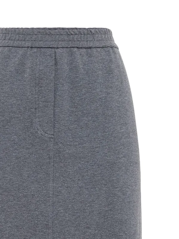 【送料&関税込】Brunello Cucinelli Dark Grey Cotton Skirt Brunello Cucinelli elasticated-waistband Midi Skirt | Grey