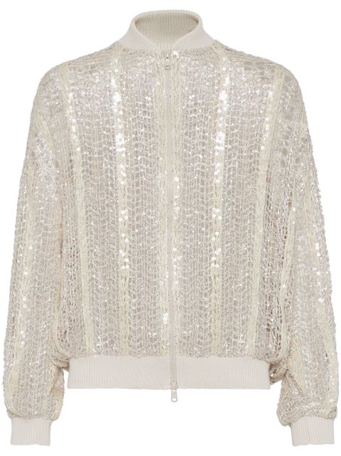 Brunello Cucinelli sequinned open-knit cardigan