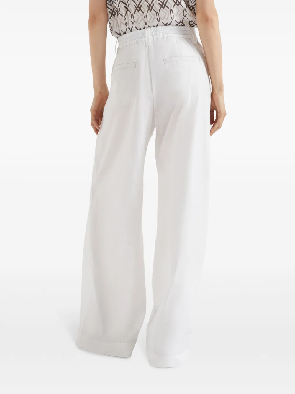 Brunello Cucinelli Pleated Poplin Wide Pants In White