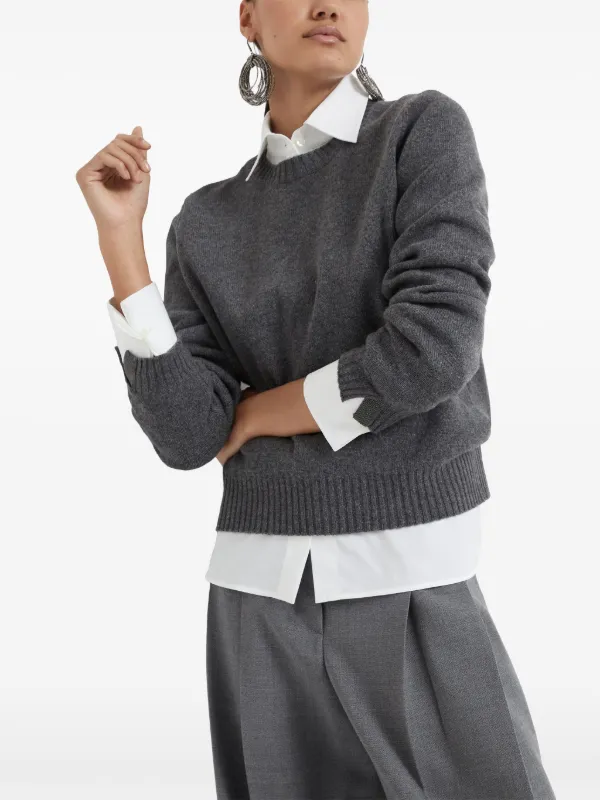 Brunello Cucinelli クルーネック カシミアセーター | グレー