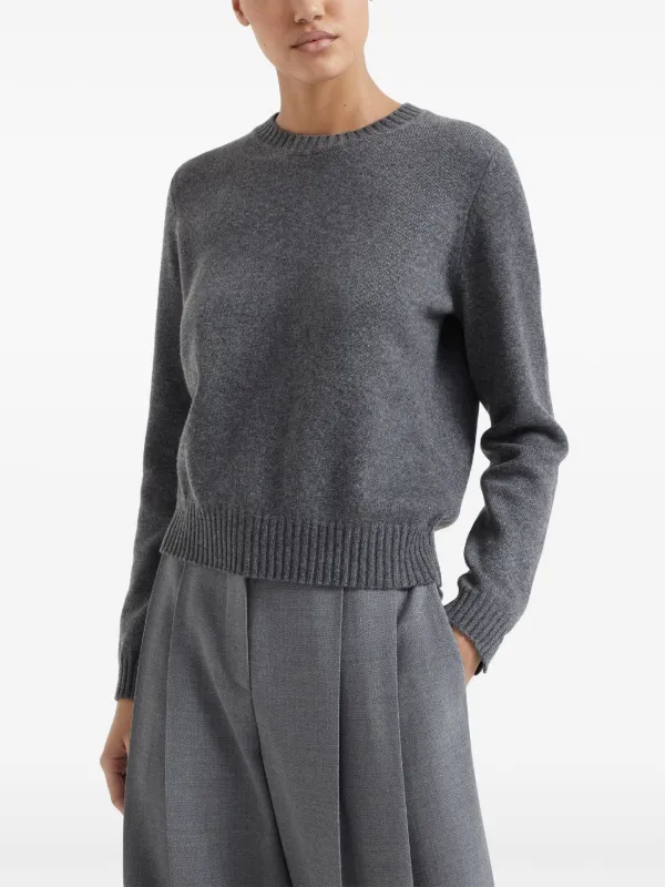 BRUNELLO CUCINELLI カシミヤ シルク ニット セーター グレー Brunello Cucinelli クルーネック カシミアセーター | グレー