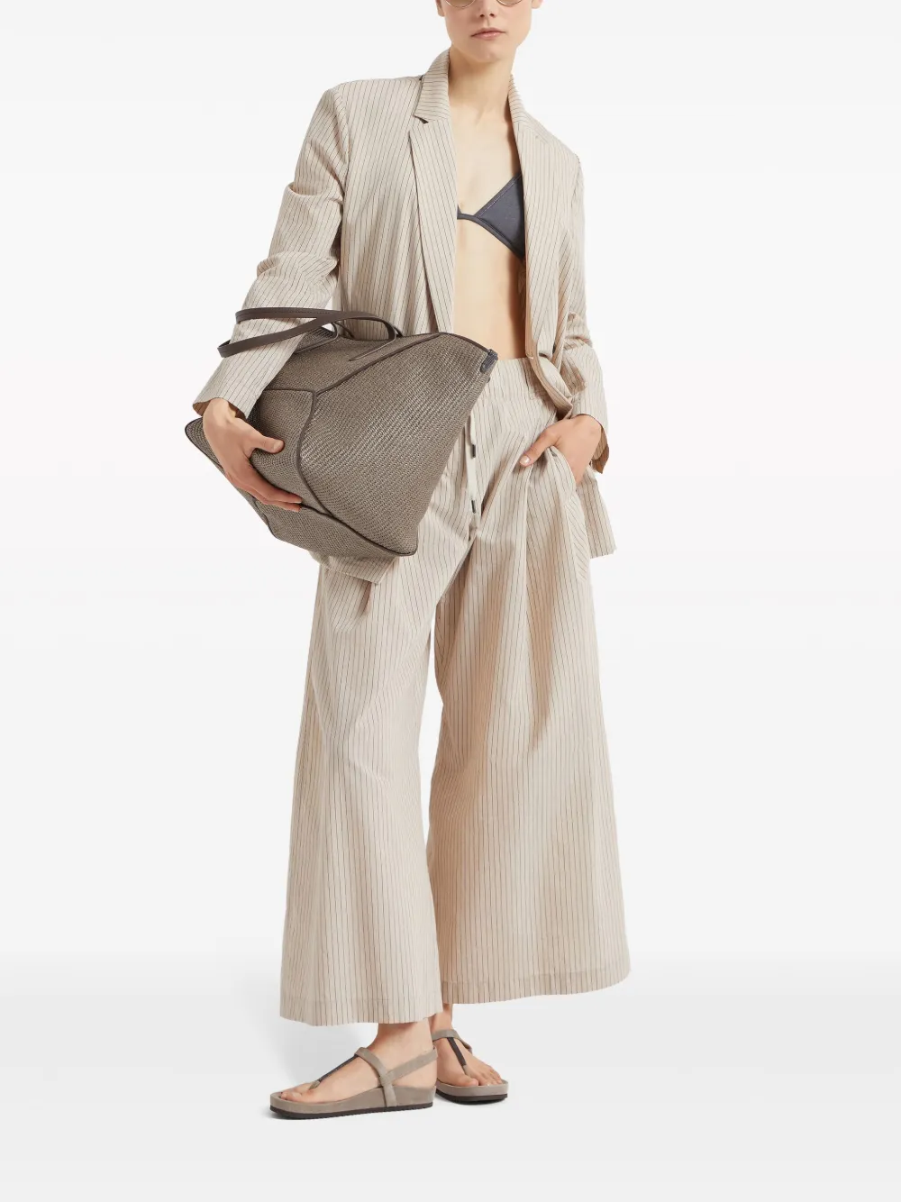 Brunello Cucinelli Blazer met dubbele rij knopen Bruin
