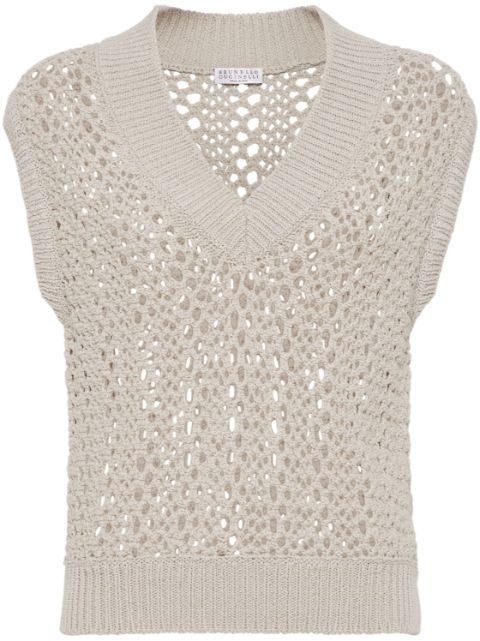 Brunello Cucinelli sleeveless open-knit top Women