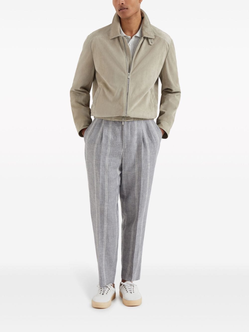 Image 2 of Brunello Cucinelli vertical-striped tapered trousers