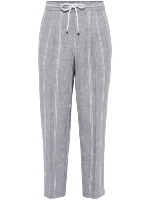 Brunello Cucinelli vertical-striped tapered trousers