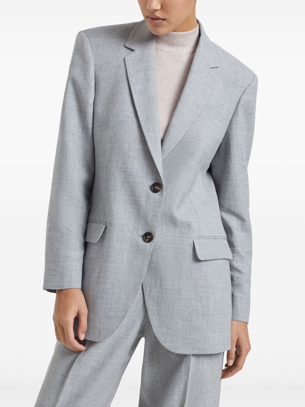 Brunello Cucinelli Wollen blazer met enkele rij knopen Grijs