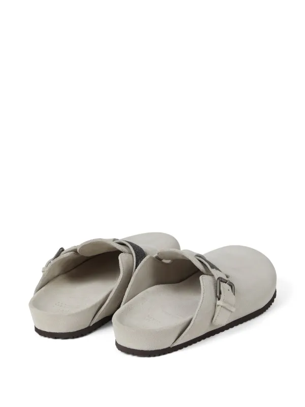 Brunello Cucinelli Monili-detail Suede Slippers | Grey