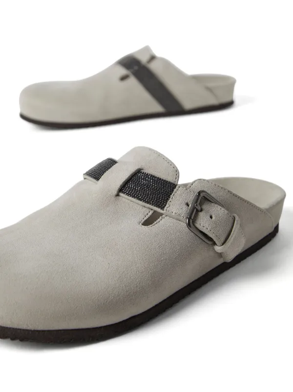 サンダル・ミュール BRUNELLO CUCINELLI Women Sandals MZ45C2880 C390 GREY BRUNELLO CUCINELLI suede slide sandals with monile - Grey