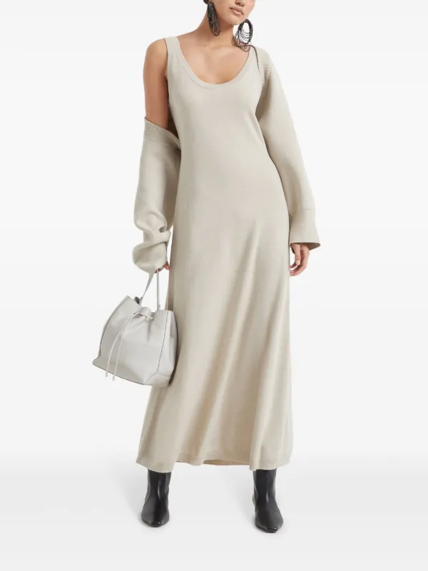 Brunello Cucinelli Long Cashmere Dress | Neutrals | FARFETCH