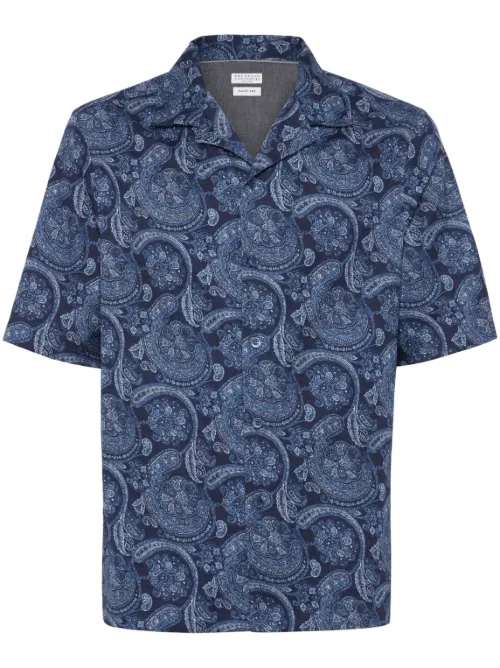 Chemise en coton à imprimé cachemire - Brunello Cucinelli - Modalova