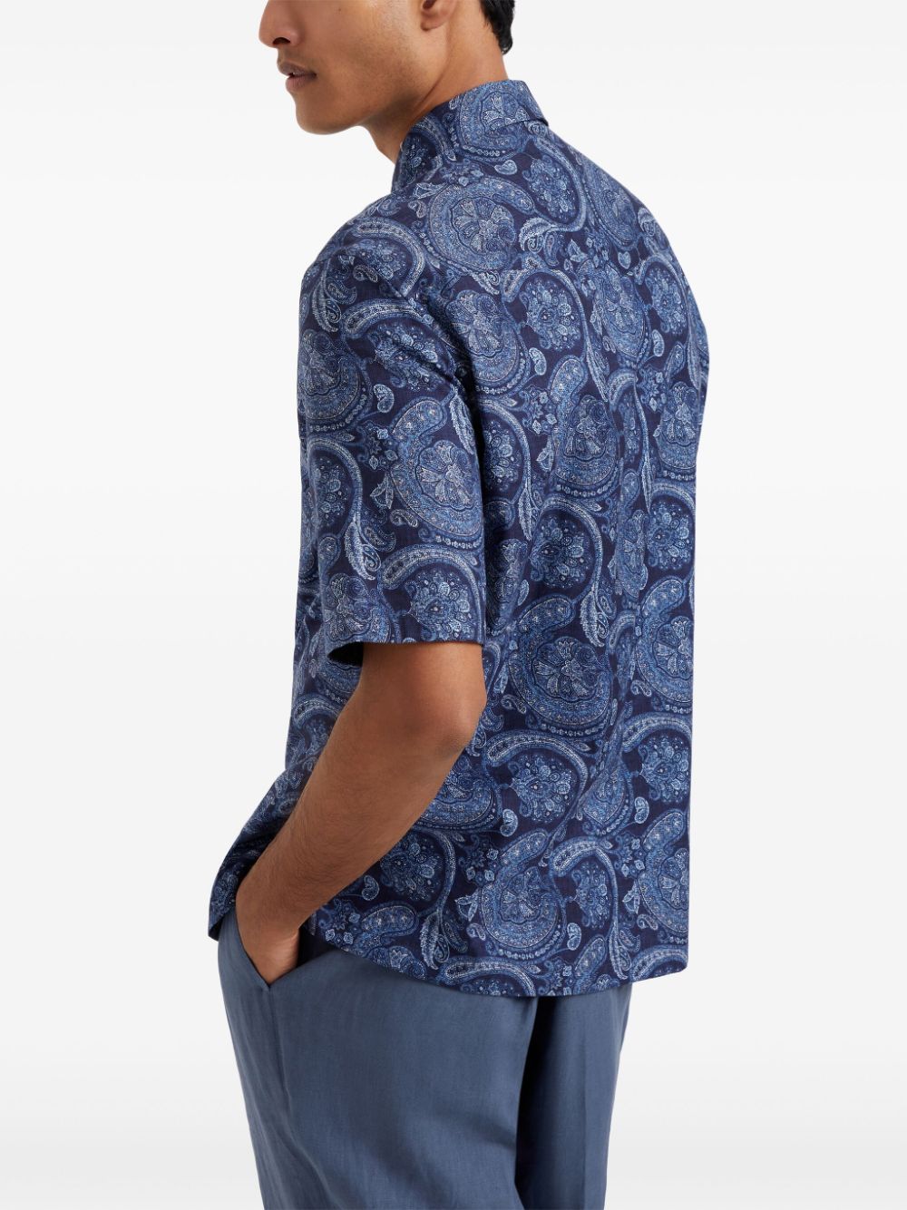 Brunello Cucinelli Overhemd met paisley-print Blauw