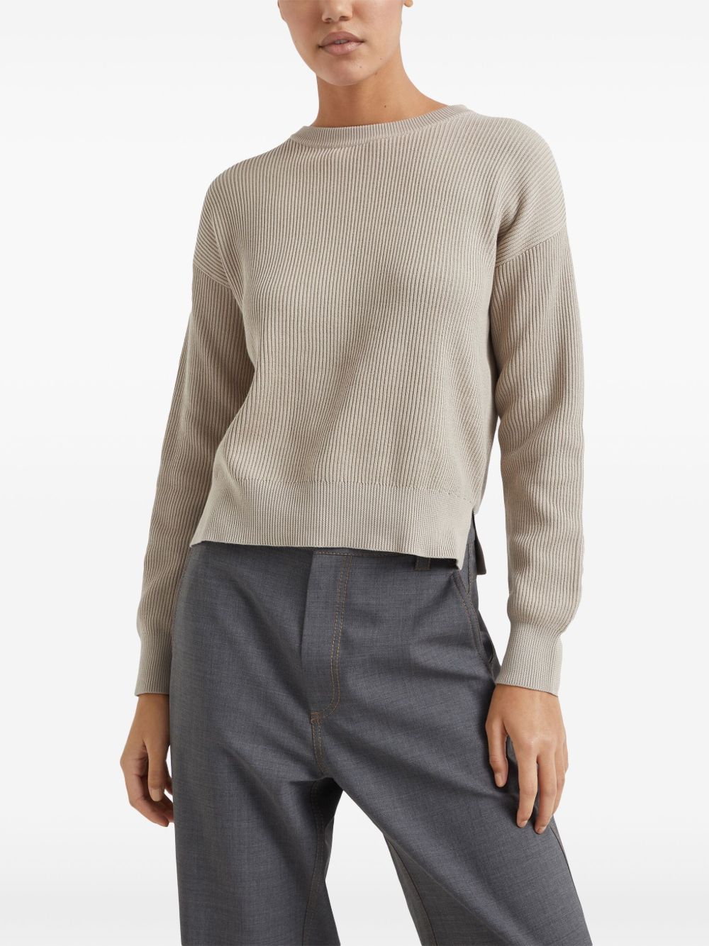 Where to shop for cheap Brunello Cucinelli ribbed-knit cotton jumper Women