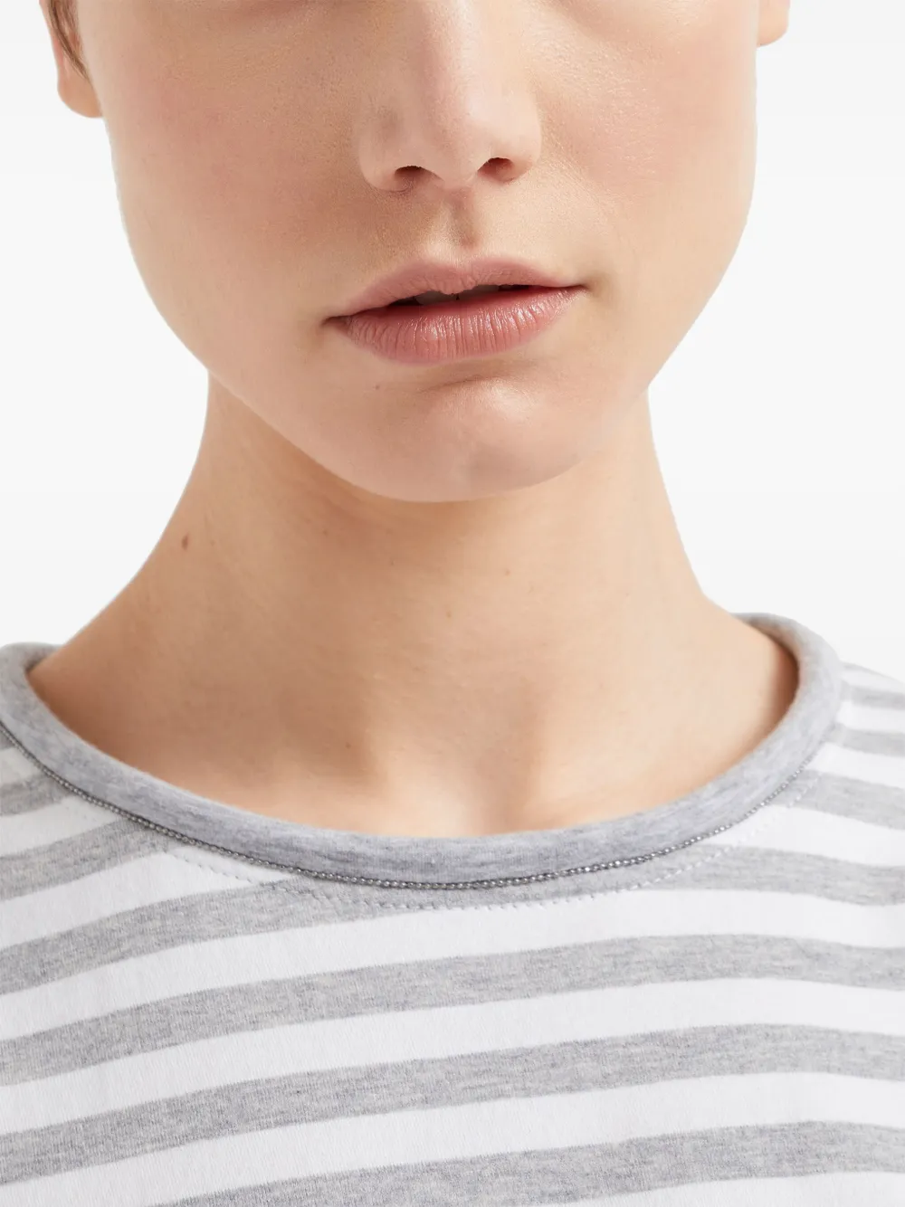 Shop Brunello Cucinelli Striped Cotton T-shirt In White