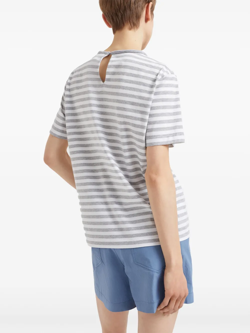 Shop Brunello Cucinelli Striped Cotton T-shirt In White