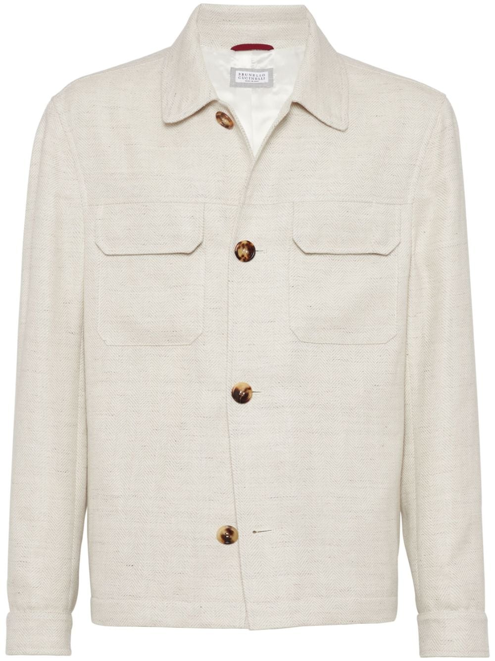 Brunello Cucinelli Single-breasted Shirt Jacket In Neutral