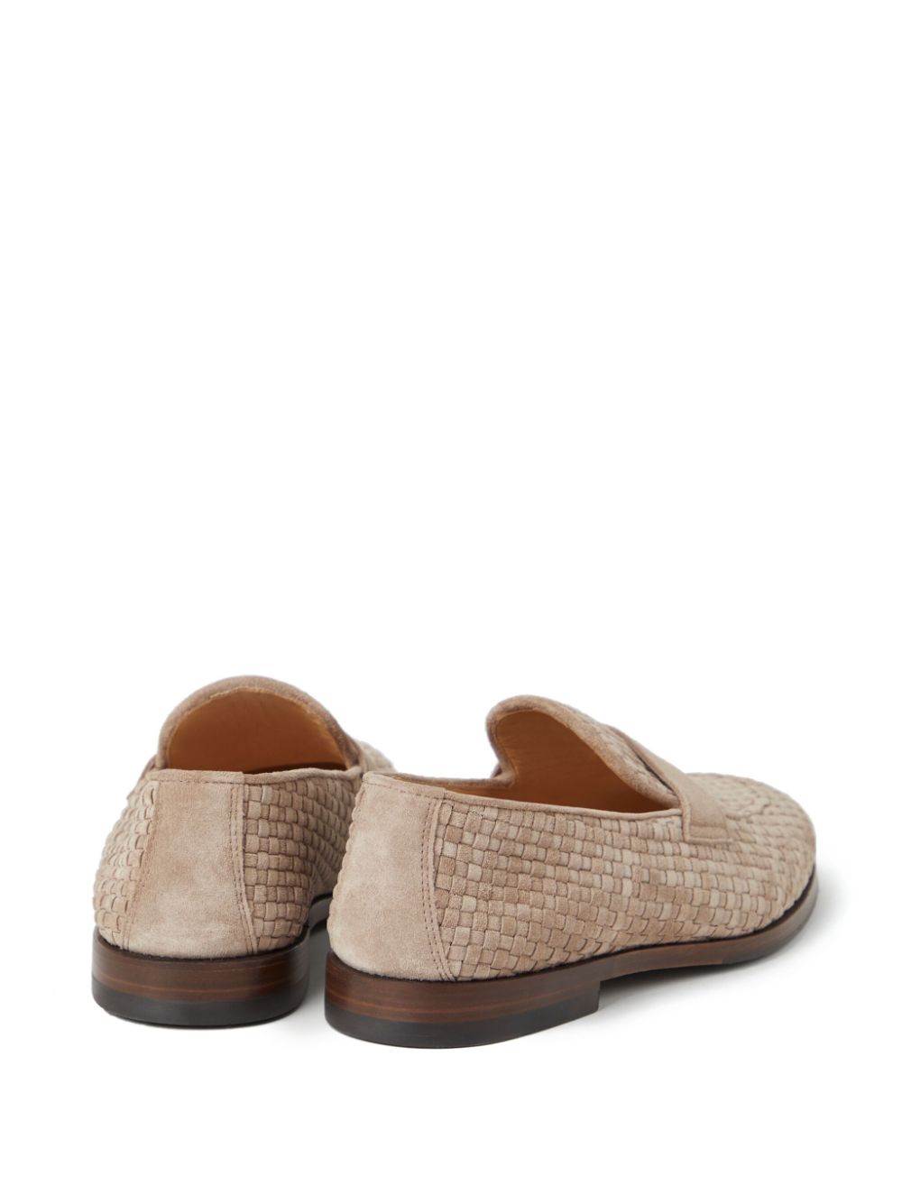 Shop Brunello Cucinelli Woven Suede Loafers In Neutrals