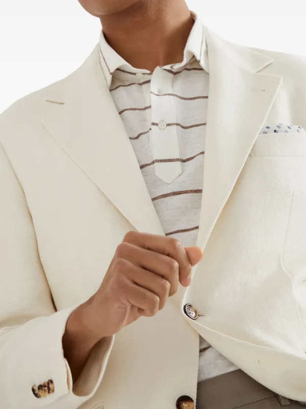 Brunello Cucinelli single-breasted Blazer | White | FARFETCH ID