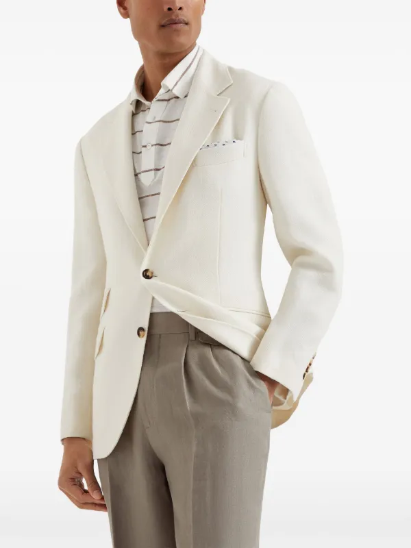 Brunello Cucinelli single-breasted Blazer | White | FARFETCH ID