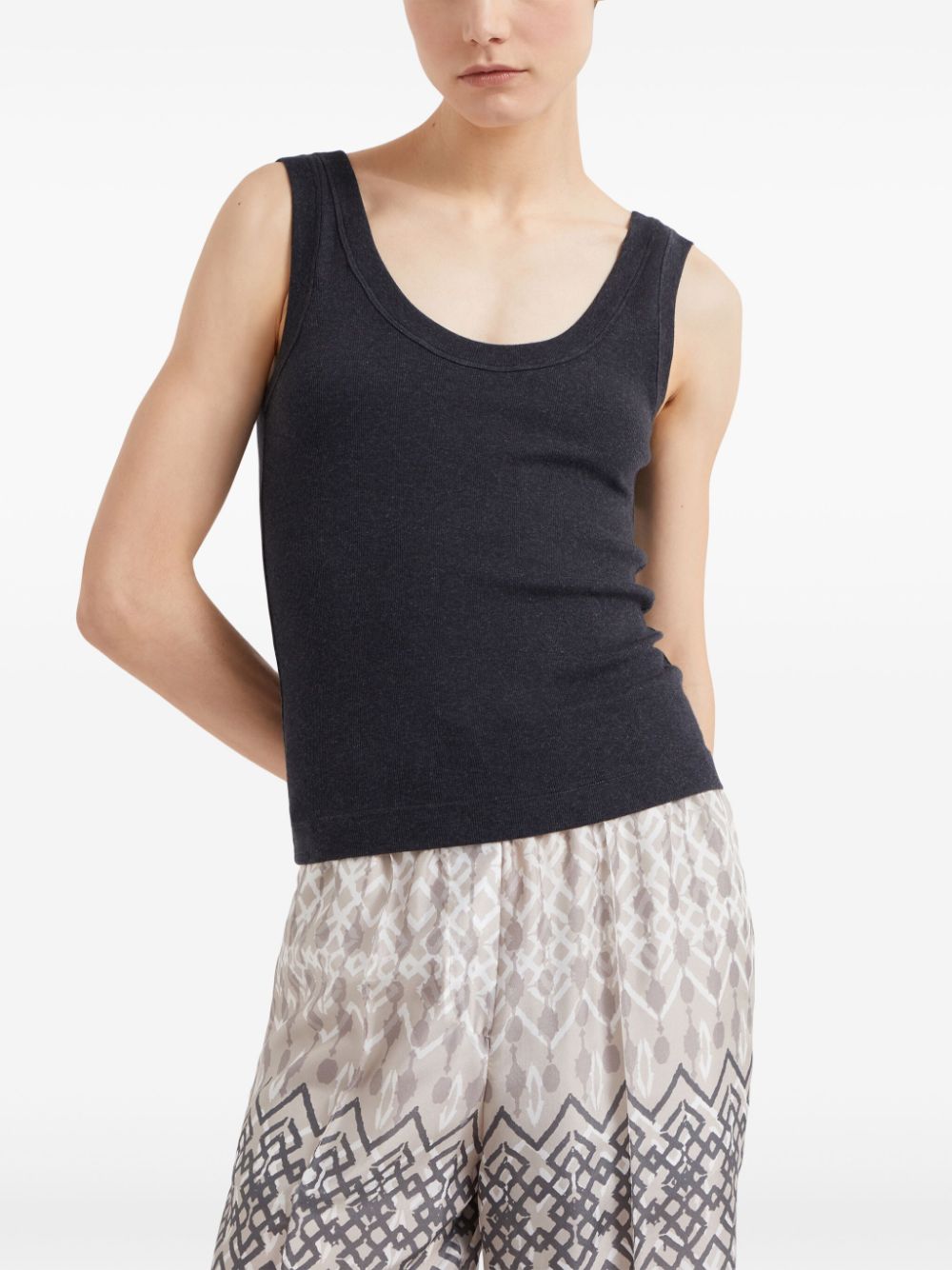 Shop Brunello Cucinelli Monili-embellished Ribbed Tank Top In Black