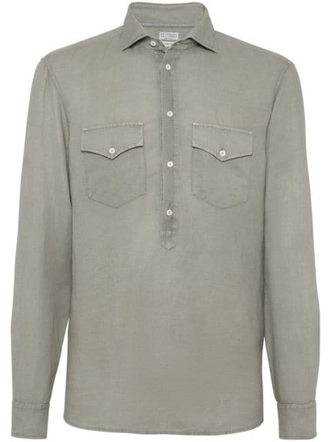 Brunello Cucinelli spread-collar long-sleeve shirt