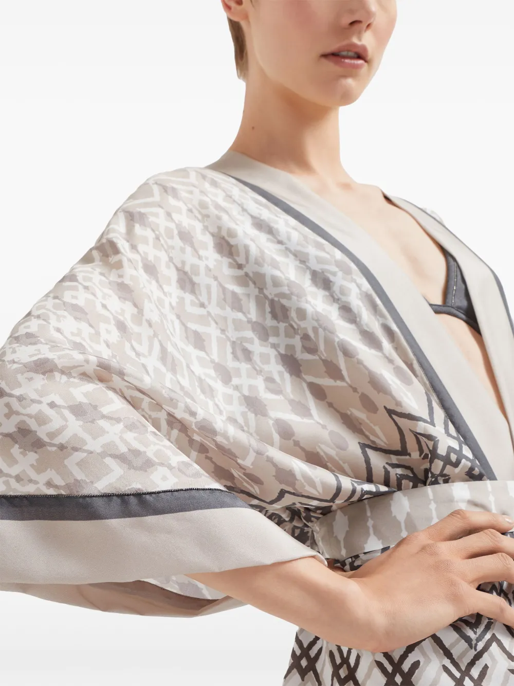 Brunello Cucinelli Top met geometrische print Beige