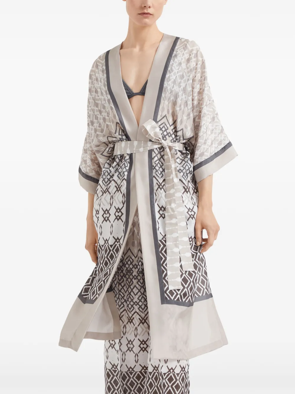 Brunello Cucinelli Top met geometrische print Beige
