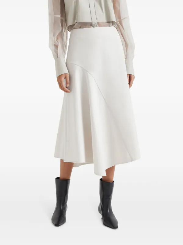 Brunello Cucinelli Asymmetric A-line Midi Skirt | Neutrals Brunello Cucinelli Asymmetric A-line Midi Skirt | Neutrals