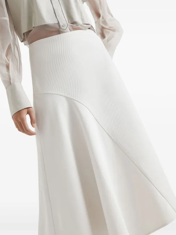 Brunello Cucinelli Asymmetric A-line Midi Skirt | Neutrals