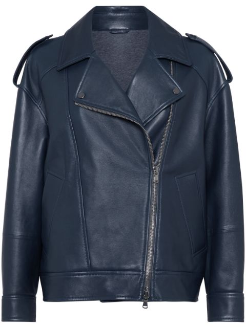 Brunello Cucinelli biker leather jacket