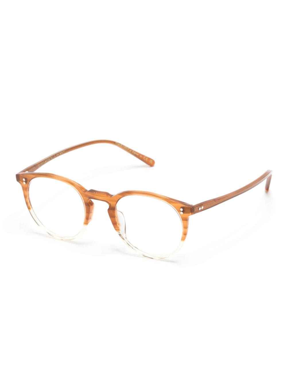 Shop Oliver Peoples Round-frame Glasses In Brown