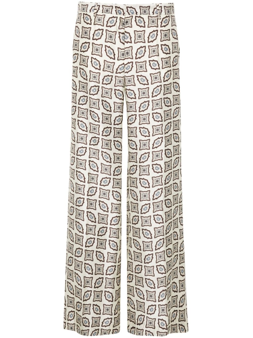 Alberto Biani geometric-print flared trousers Beige