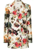 Alberto Biani floral-print silk blazer - Neutrals