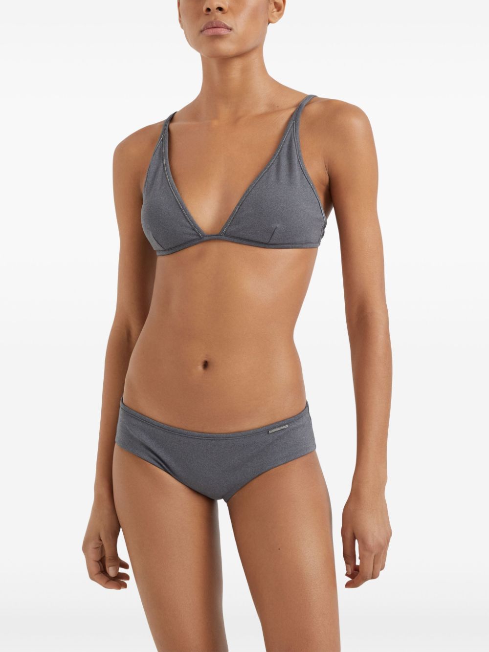 Shop Brunello Cucinelli Triangle-cup Bikini In Grey