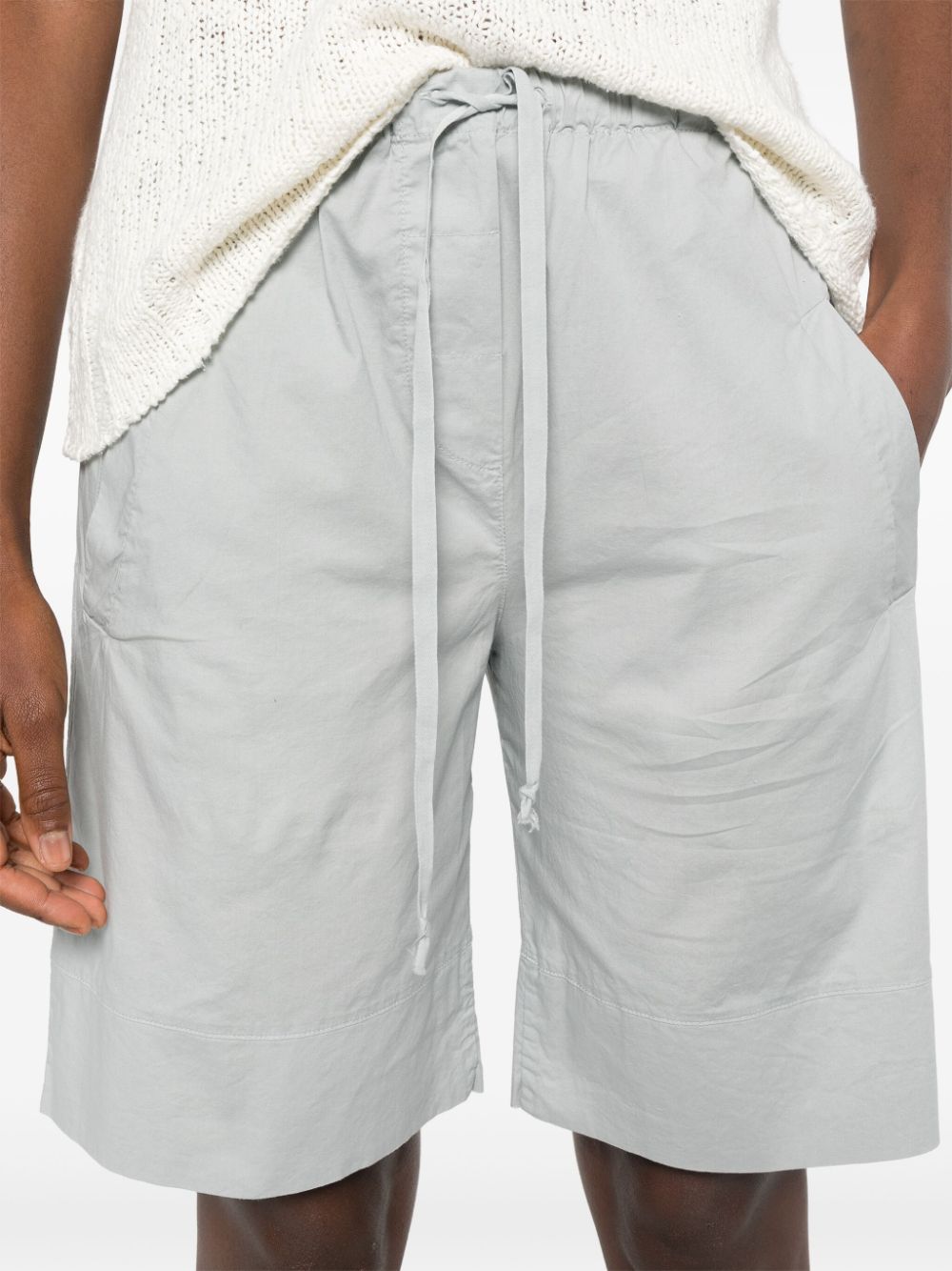 Shop Kristensen Du Nord Drawstring-waist Cotton Blend Shorts In Grey