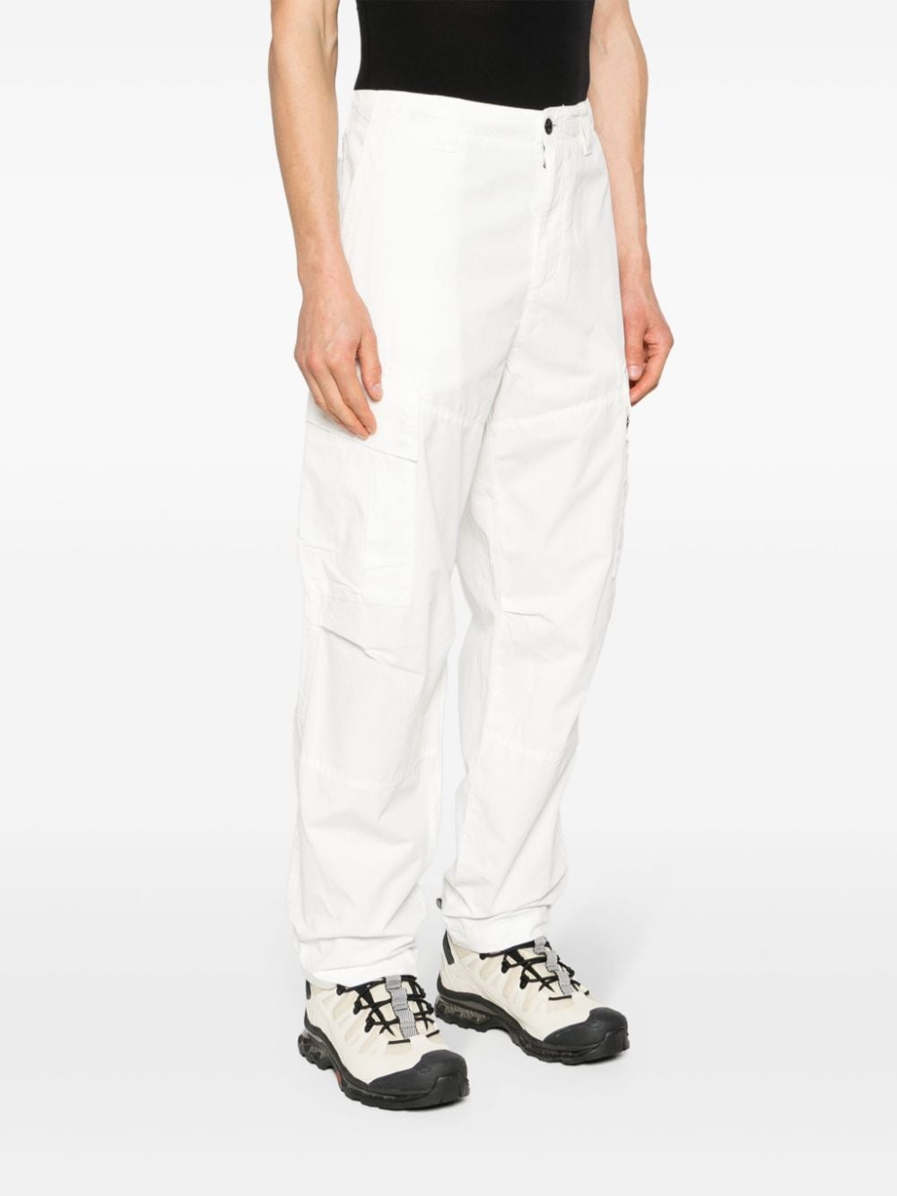 Shop C.p. Company Lens-detail Straight-leg Trousers In White