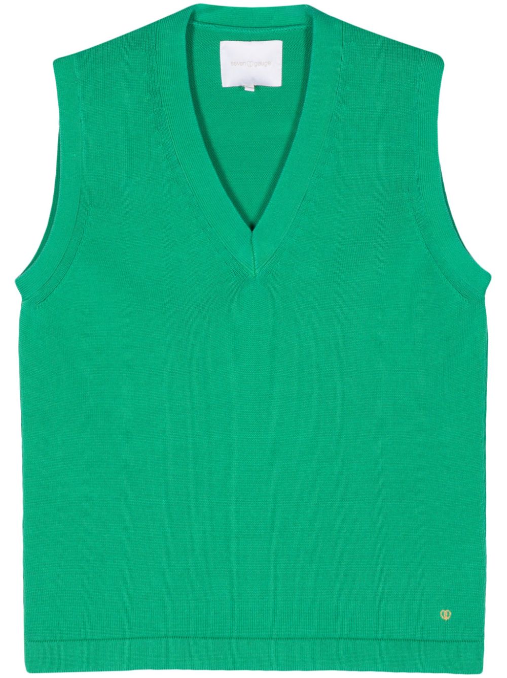 Seven Gauge Organic Cotton Sleeveless Jumper In Grün