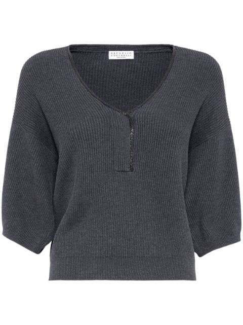 Brunello Cucinelli embellished rib-knit top Women