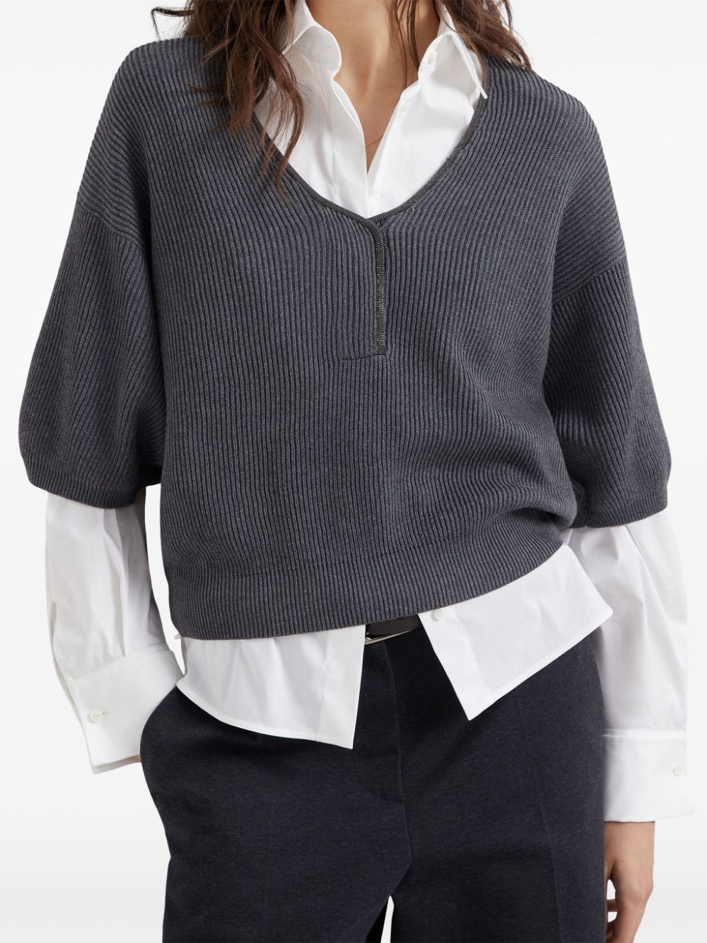 Brunello Cucinelli embellished rib-knit top Women