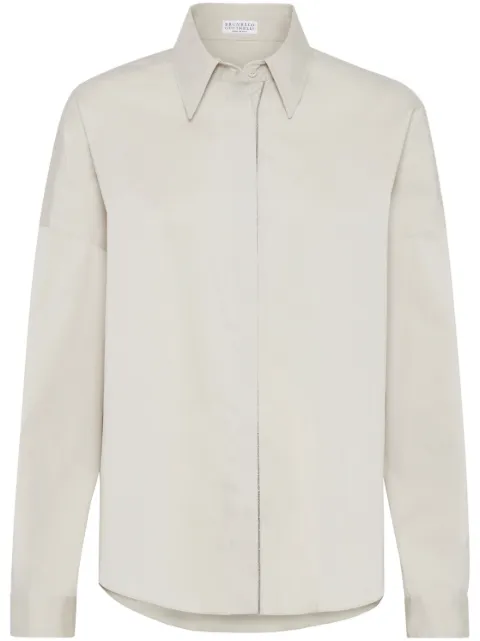 Brunello Cucinelli camisa con detalle de cadena Monili